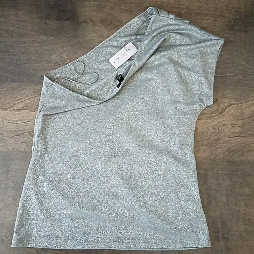 Silver one shoulder tee - Picture 2 of 5